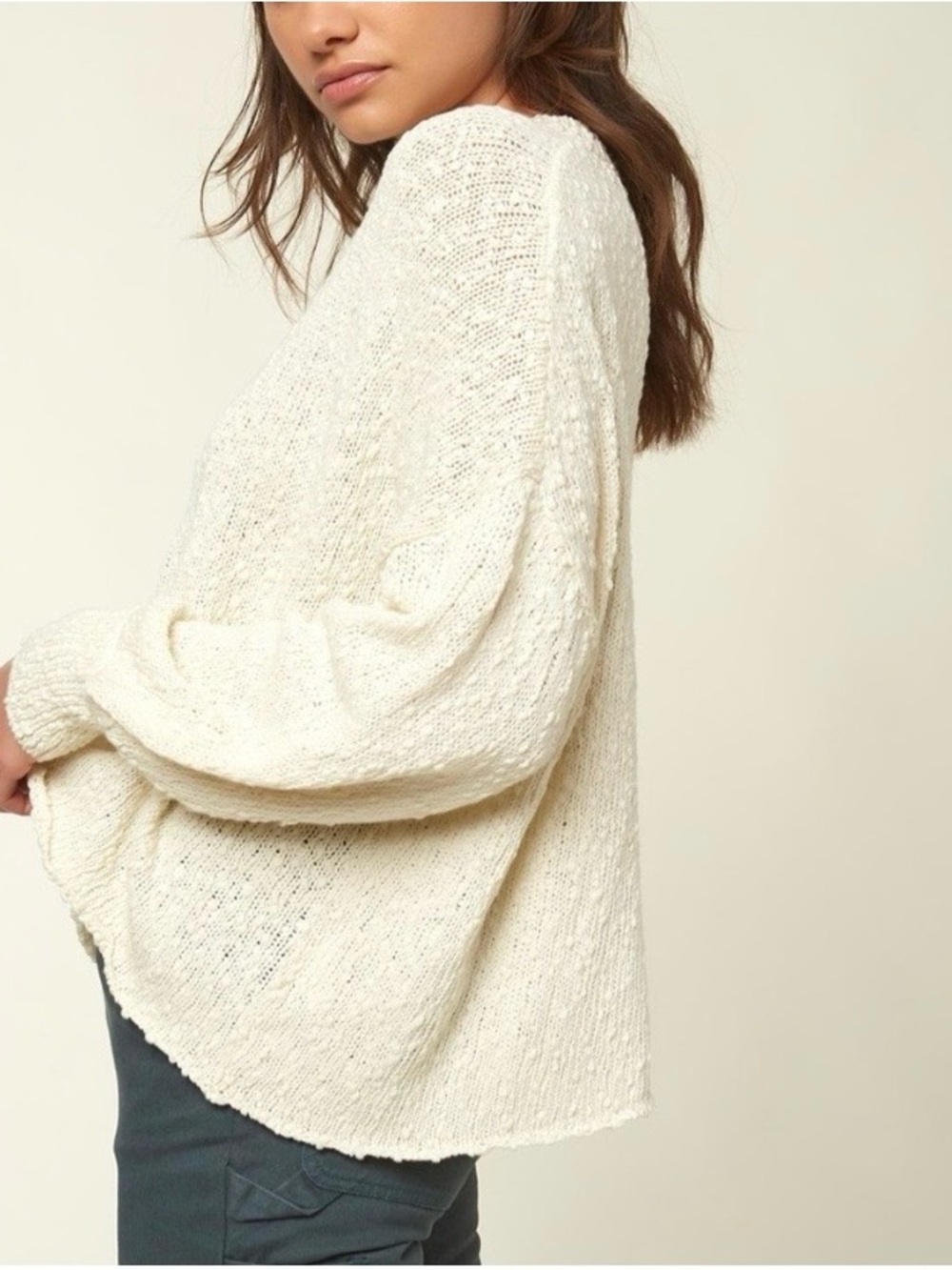 O’Neill Seaport Textured Dotted Slouchy Sweater Size M beachy - Picture 2 of 9